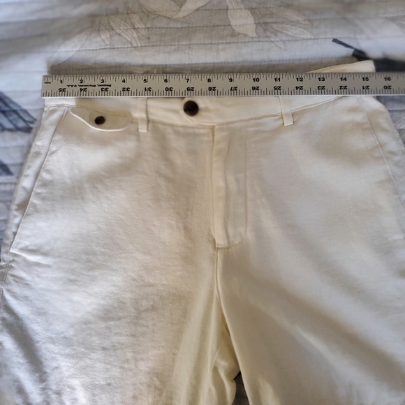 Banana Republic Linen Cotton Bermuda Shorts Pockets Cream Ivory Off White - Picture 6 of 12